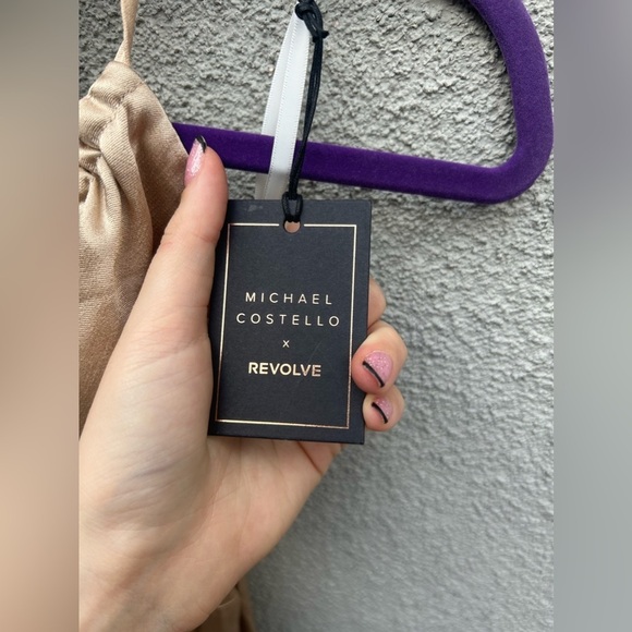 Michael Costello x REVOLVE Josie Cut Out Gown in Nude Satin Halter Maxi Dress - Picture 7 of 7